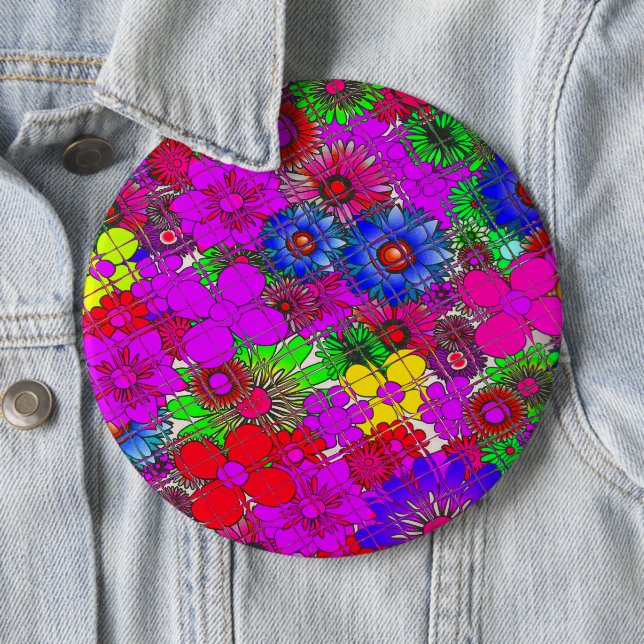 Beautiful Colourful Amazing Floral Pattern Design 6 Cm Round Badge (In Situ)