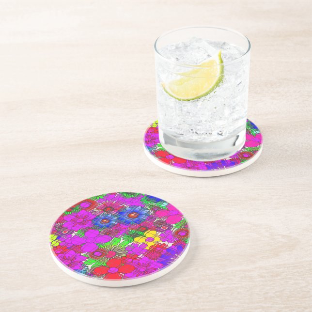 Beautiful Colourful Amazing Floral Pattern Design Coaster (Side)