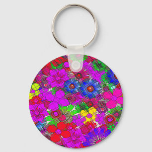 Beautiful Colourful Amazing Floral Pattern Design Key Ring