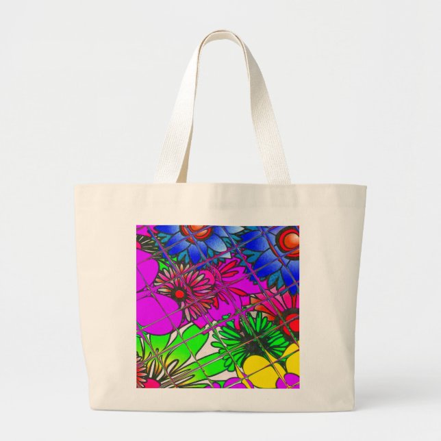 Beautiful Colourful Amazing Floral Pattern Design Large Tote Bag (Front)