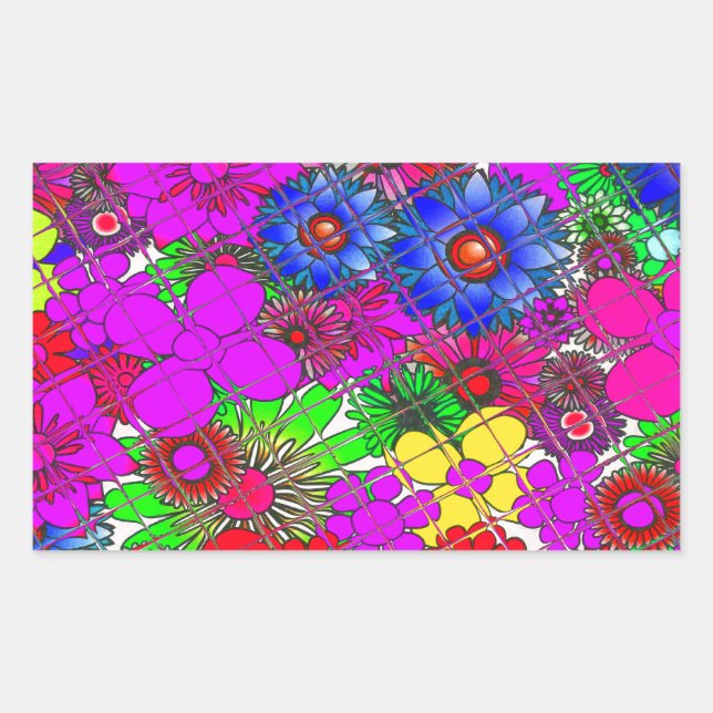 Beautiful Colourful Amazing Floral Pattern Design Rectangular Sticker (Front)