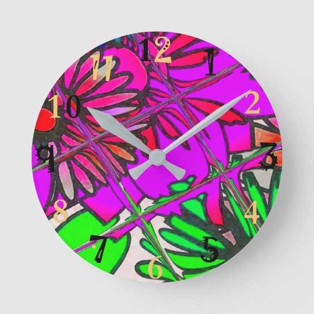 Beautiful colourful amazing floral pattern design  round clock (Front)