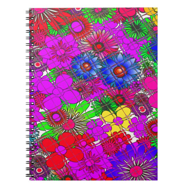 Beautiful colourful amazing floral pattern design spiral notebook (Front)