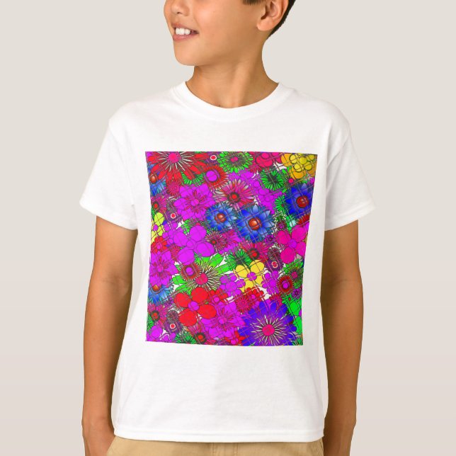 Beautiful Colourful Amazing Floral Pattern Design T-Shirt (Front)
