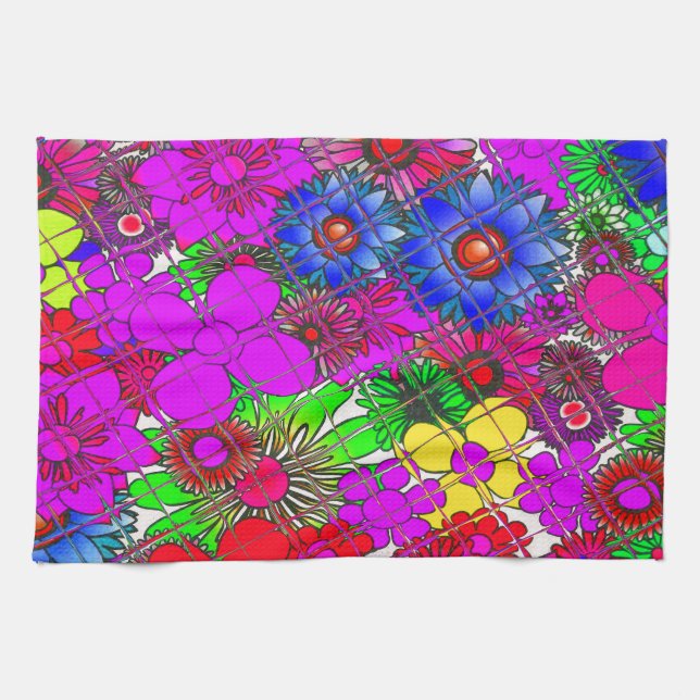Beautiful Colourful Amazing Floral Pattern Design Tea Towel (Horizontal)