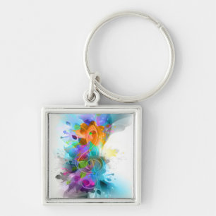 Beautiful colourful and cool splatter music note key ring