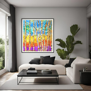 Beautiful & Colourful Aspen Trees Canvas 24x24" Print