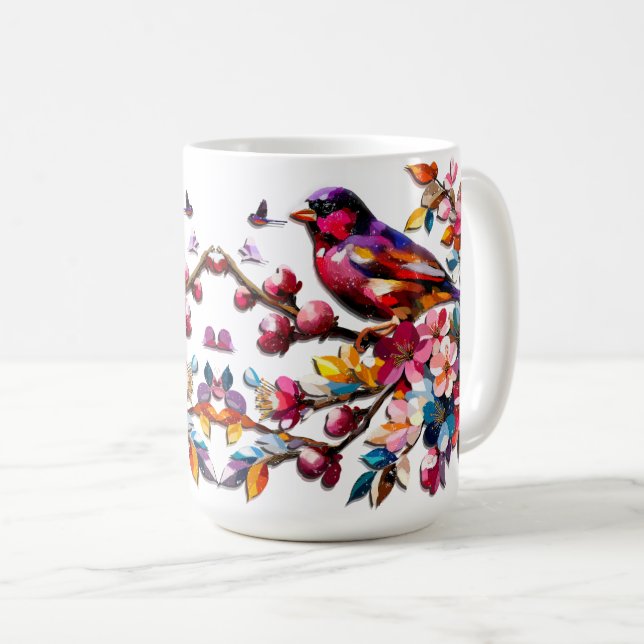 Beautiful Colourful Birds In Summertime Boho Coffee Mug (Front Right)