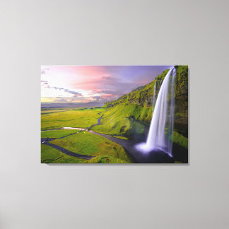 Beautiful colourful bright green waterfall wall ar canvas print