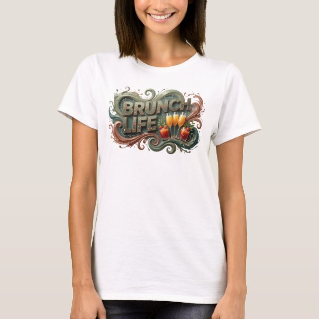 Beautiful Colourful BRUNCH LIFE Slogan Tee (Front)
