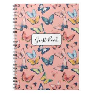 Beautiful Colourful Butterfly Print Guest Book
