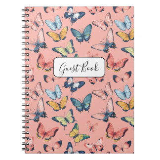 Beautiful Colourful Butterfly Print Guest Book