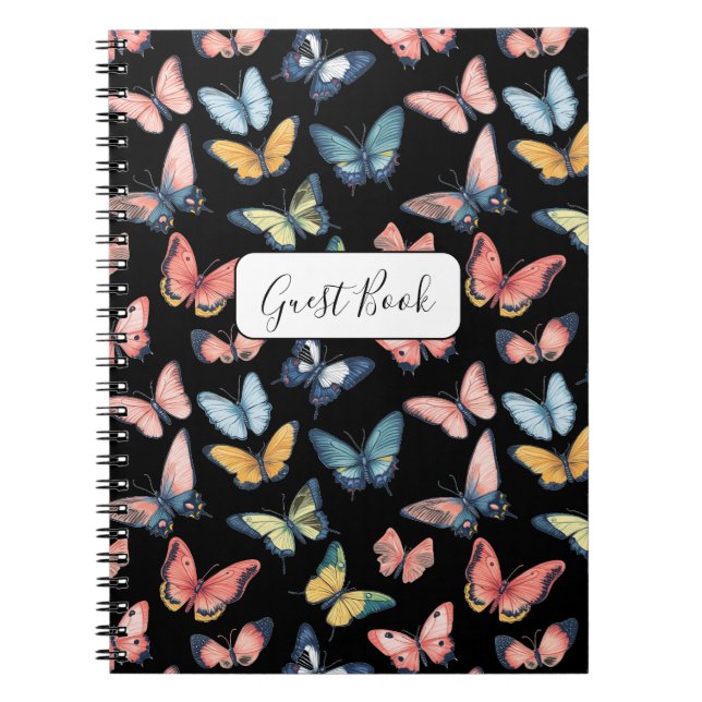 Beautiful Colourful Butterfly Print Guest Book (Front)