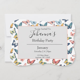 Beautiful Colourful Butterfly Print Invitation