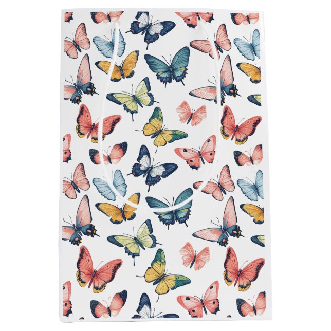 Beautiful Colourful Butterfly Print Medium Gift Bag (Front)