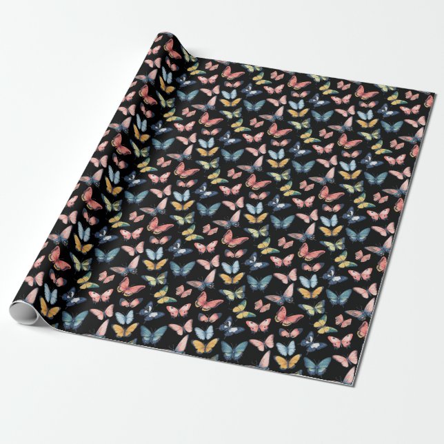 Beautiful Colourful Butterfly Print Wrapping Paper (Unrolled)