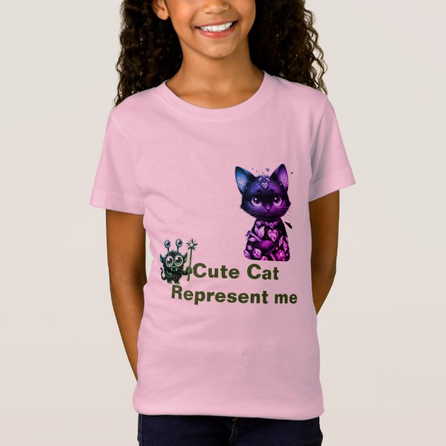 Beautiful colourful cat with her little friend T-Shirt (Front)