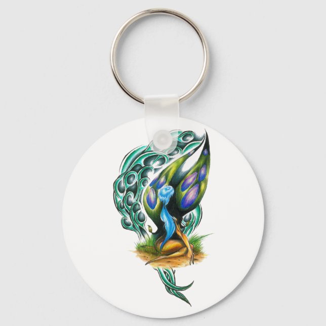 Beautiful Colourful Celtic Forest Faery Key Ring (Front)