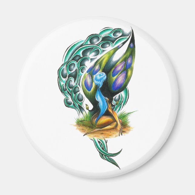 Beautiful Colourful Celtic Forest Faery Magnet (Front)