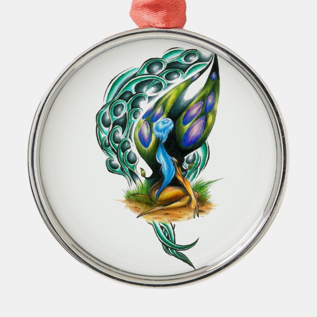 Beautiful Colourful Celtic Forest Faery Metal Tree Decoration (Front)