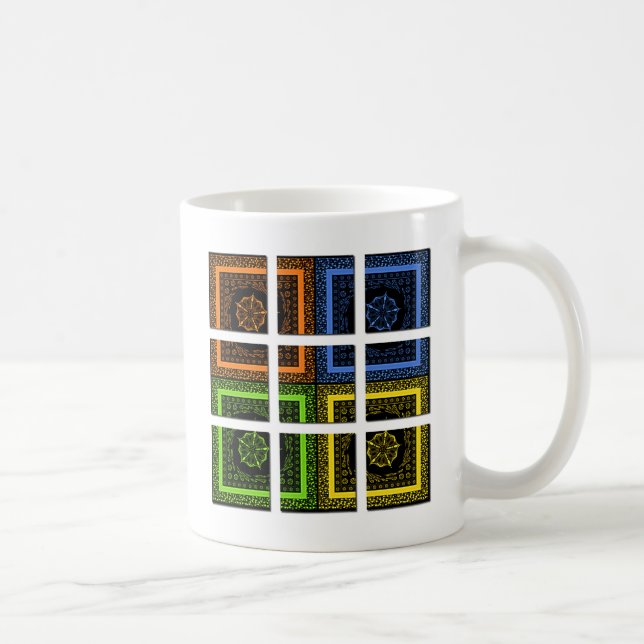 Beautiful colourful chequered geometrical stripes coffee mug (Right)
