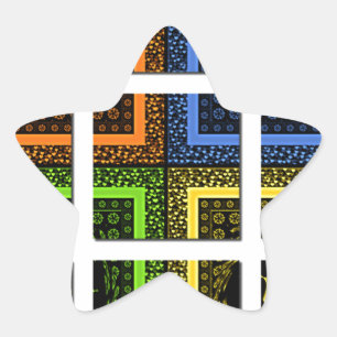 Beautiful colourful chequered geometrical stripes star sticker