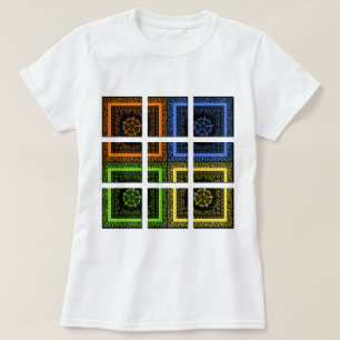 Beautiful colourful chequered geometrical stripes T-Shirt