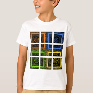 Beautiful colourful chequered geometrical stripes T-Shirt