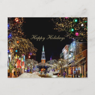 Beautiful Colourful  Christmas City Night Invitation Postcard