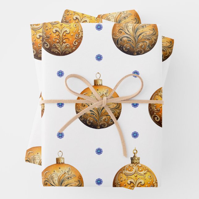 Beautiful Colourful Christmas Ornaments on White Wrapping Paper Sheet (In situ)