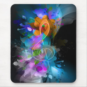 Beautiful colourful cool splatter flowers leaves mouse pad
