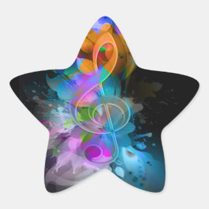Beautiful colourful cool splatter flowers leaves star sticker