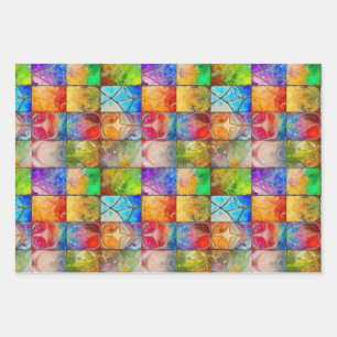 Beautiful Colourful Cracked Mosaic Tile Pattern Wrapping Paper Sheet