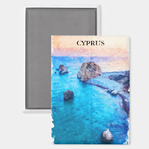 Beautiful Colourful Cyprus Coastline Scenery Magnet