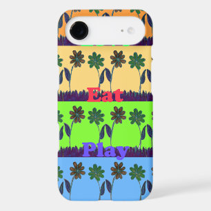 Beautiful colourful Eat Love Play text Floral Pop