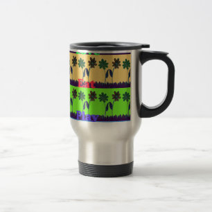 Beautiful colourful Eat Love Play text Floral Pop Travel Mug
