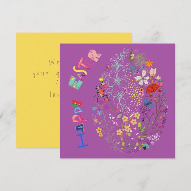 Beautiful Colourful Egg Floral Easter Card (Front/Back)