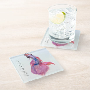 Beautiful Colourful Fantasy Koi Fish Glass Coaster