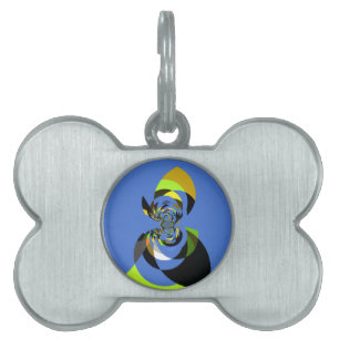 Beautiful colourful female silhouette Illustration Pet Name Tag