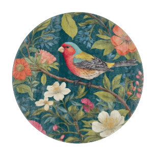 Beautiful Colourful Finch Bird Botanical Cutting Board