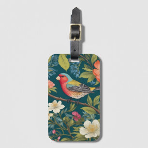 Beautiful Colourful Finch Bird Botanical Luggage Tag