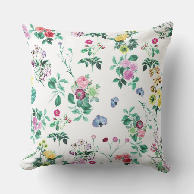 Beautiful Colourful Floral Flowers Outdoor Pillow (Front)
