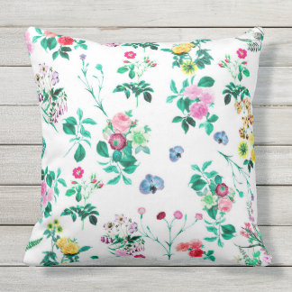 Beautiful Colourful Floral Flowers Outdoor Pillow