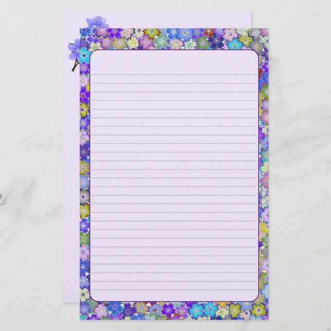Beautiful Colourful Floral Lined Stationary Stationery (Front/Back)