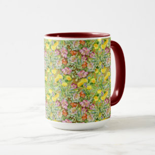 Beautiful Colourful Floral Pattern Pink Yellow Mug