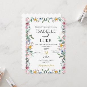 Beautiful, Colourful, Floral Wedding Invitation 