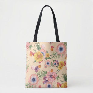 Beautiful Colourful Flowers With Leafs Tote Bag