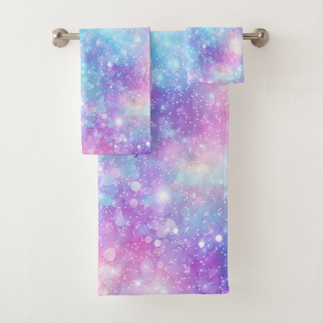 Beautiful Colourful Glittery Background Bath Towel Set (Insitu)