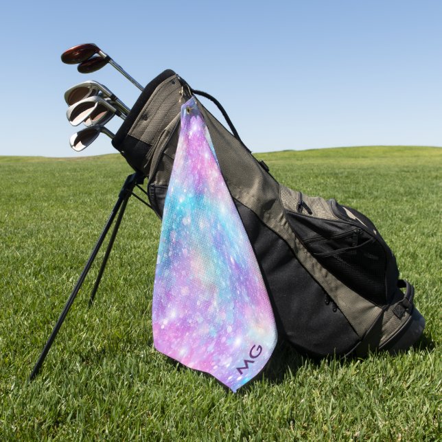 Beautiful Colourful Glittery Background Golf Towel (Green)
