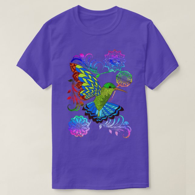 Beautiful Colourful Hummingbird  T-Shirt (Design Front)